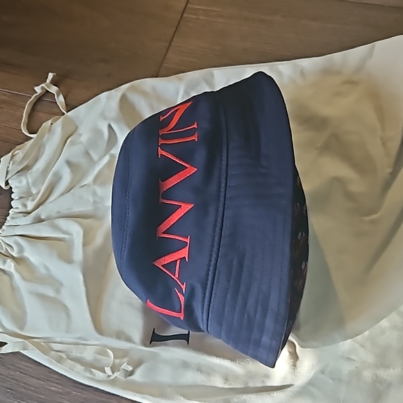 LANVIN REVERSIBLE BUCKET HAT SIZE 54 COLOR BLUE/RED - Picture 9 of 16